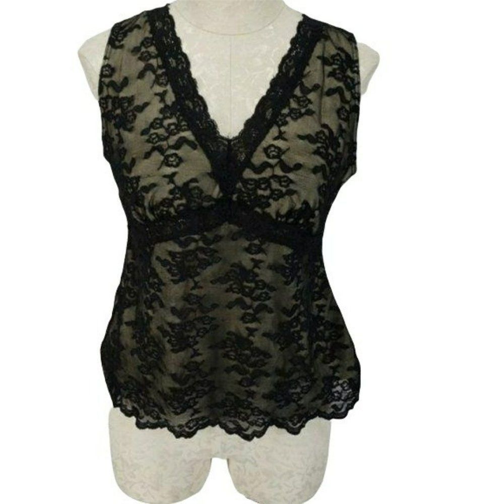 Women’s Black Lace sleeveless‎ blouse Tank top